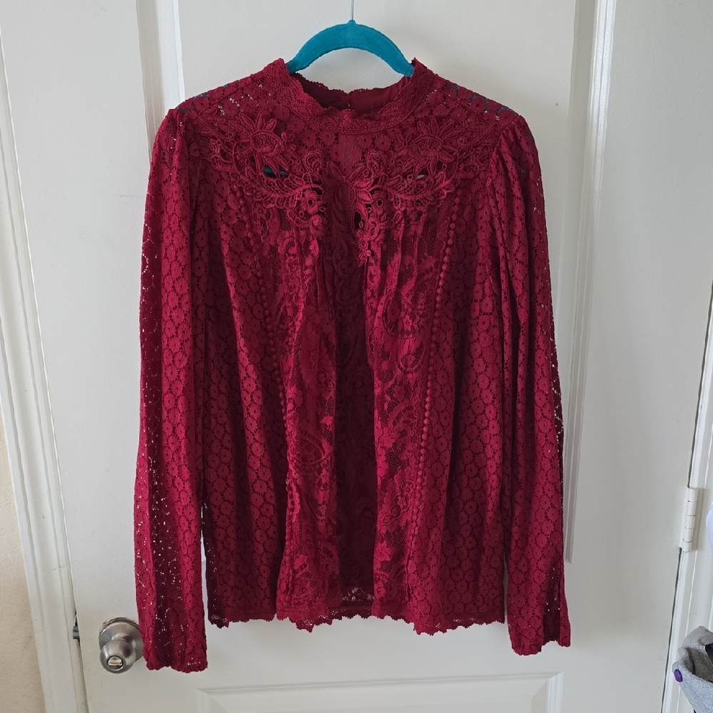 torrid Red Lace Long Sleeve Top